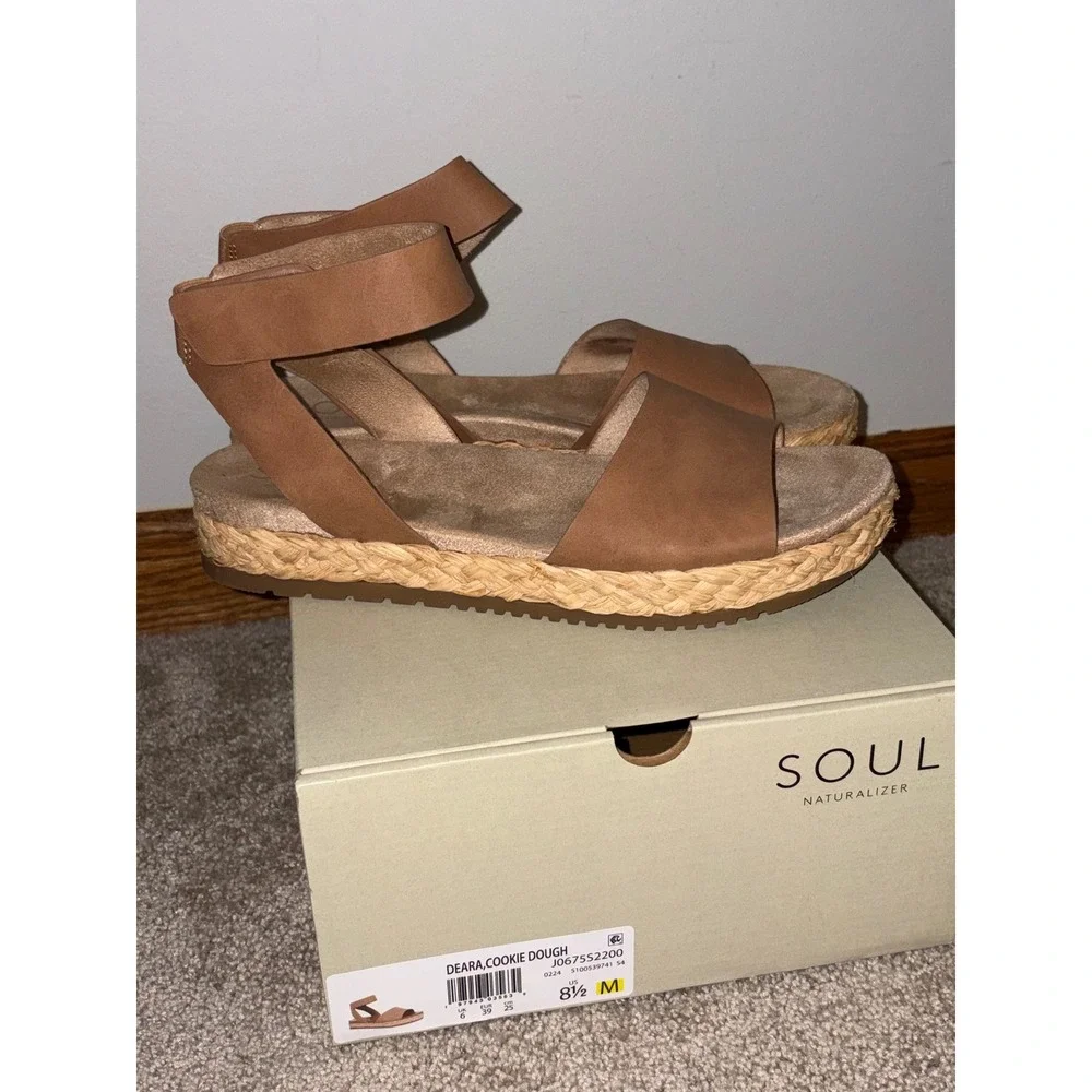 Soul Naturalizer Deara Cookie Dough Espadrille Platform Wedge Sandals size 8.5